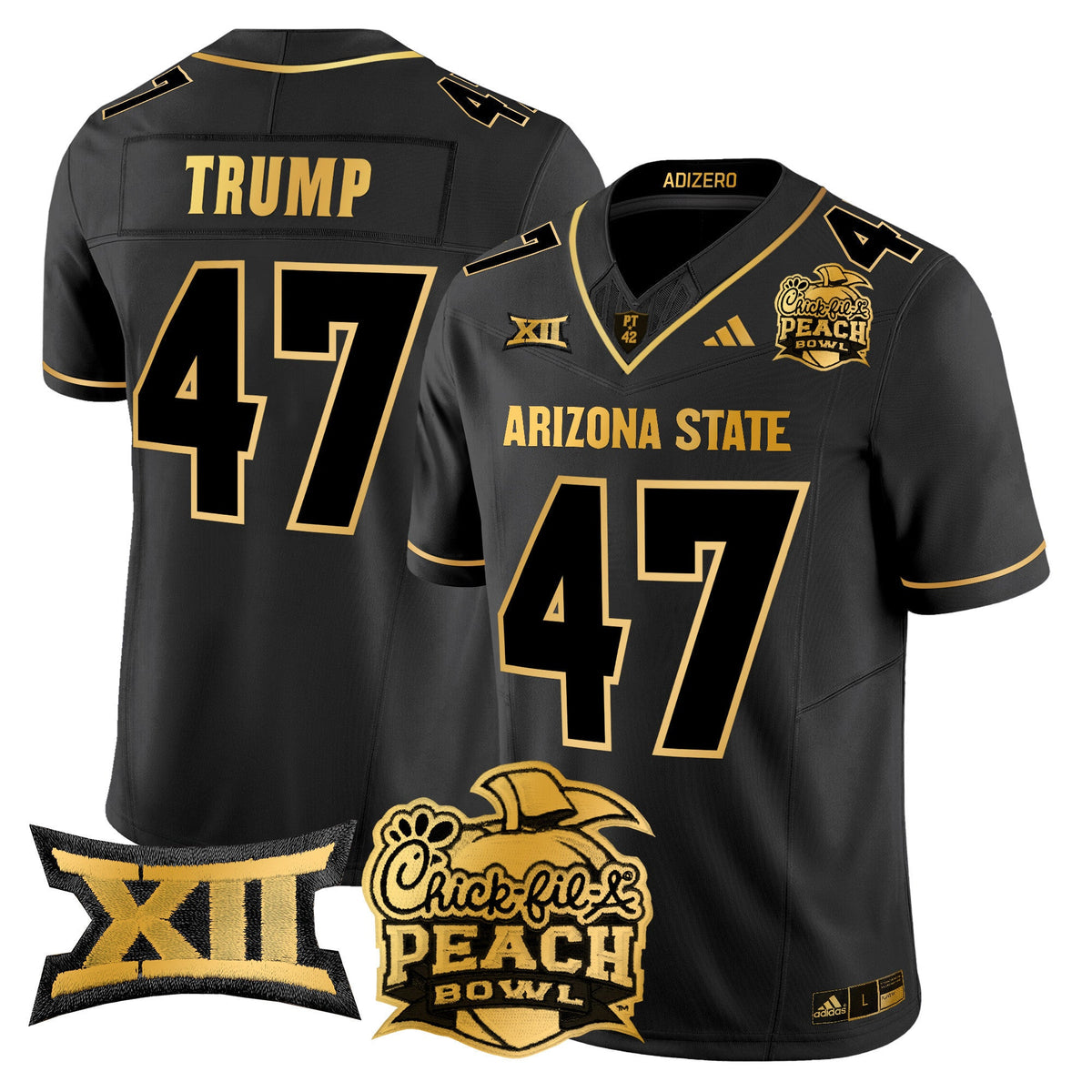 Men's Arizona State Sun Devils 2025 Peach Bowl Gold Vapor Limited Jersey V2 - All Stitched - image 23