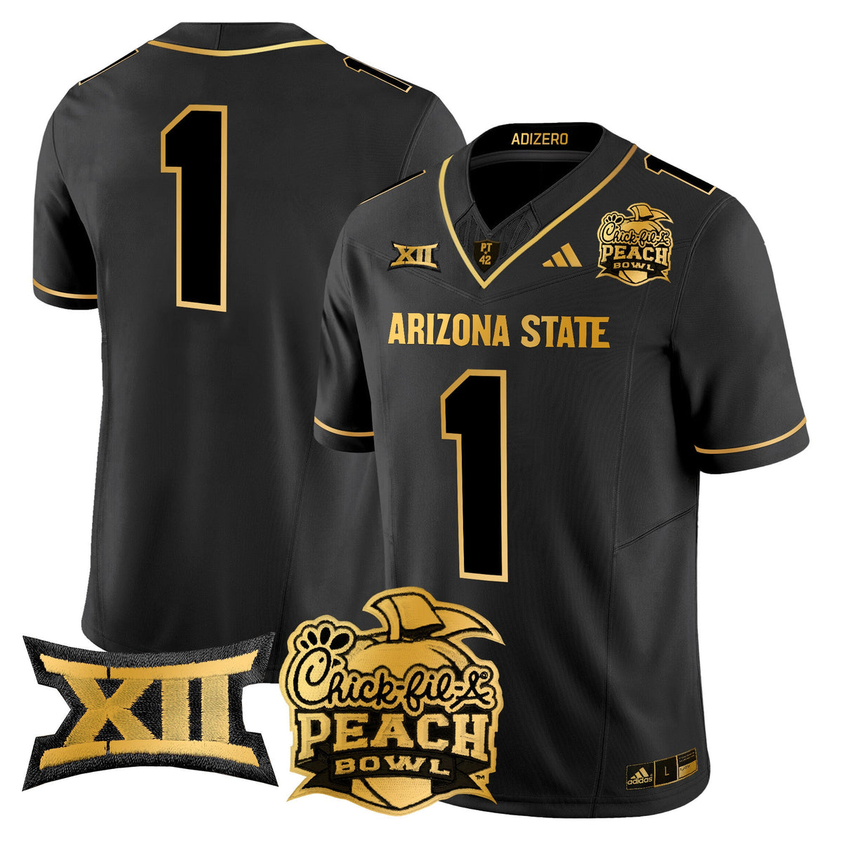 Men's Arizona State Sun Devils 2025 Peach Bowl Gold Vapor Limited Jersey V2 - All Stitched - image 24