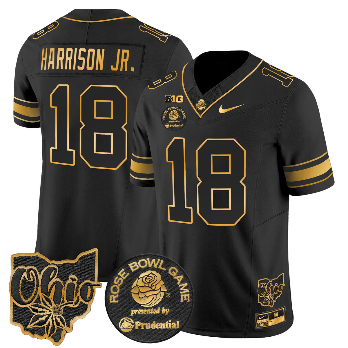 Men's Ohio State Buckeyes Rose Bowl Gold Vapor Limited Jersey - All Stitched - image 25