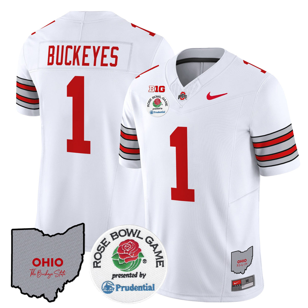 Men's Ohio State Buckeyes 'Heritage Stripe' Rose Bowl Vapor Limited Jersey - All Stitched - image 4