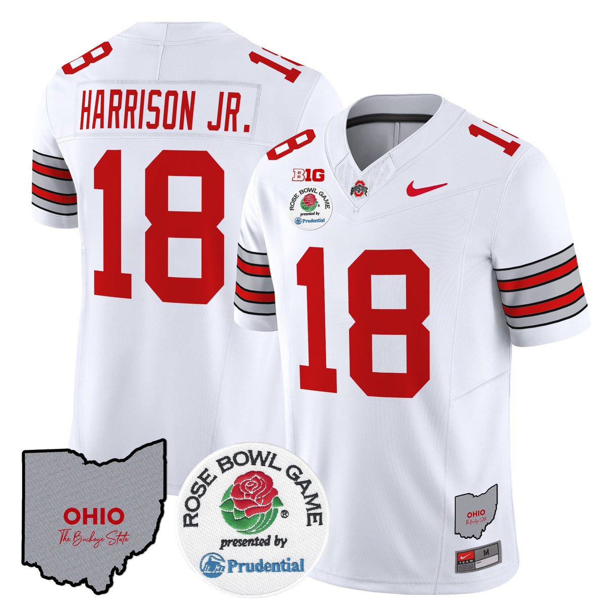 Men's Ohio State Buckeyes 'Heritage Stripe' Rose Bowl Vapor Limited Jersey - All Stitched - image 5