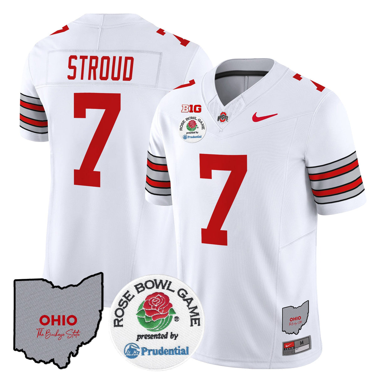 Men's Ohio State Buckeyes 'Heritage Stripe' Rose Bowl Vapor Limited Jersey - All Stitched - image 6