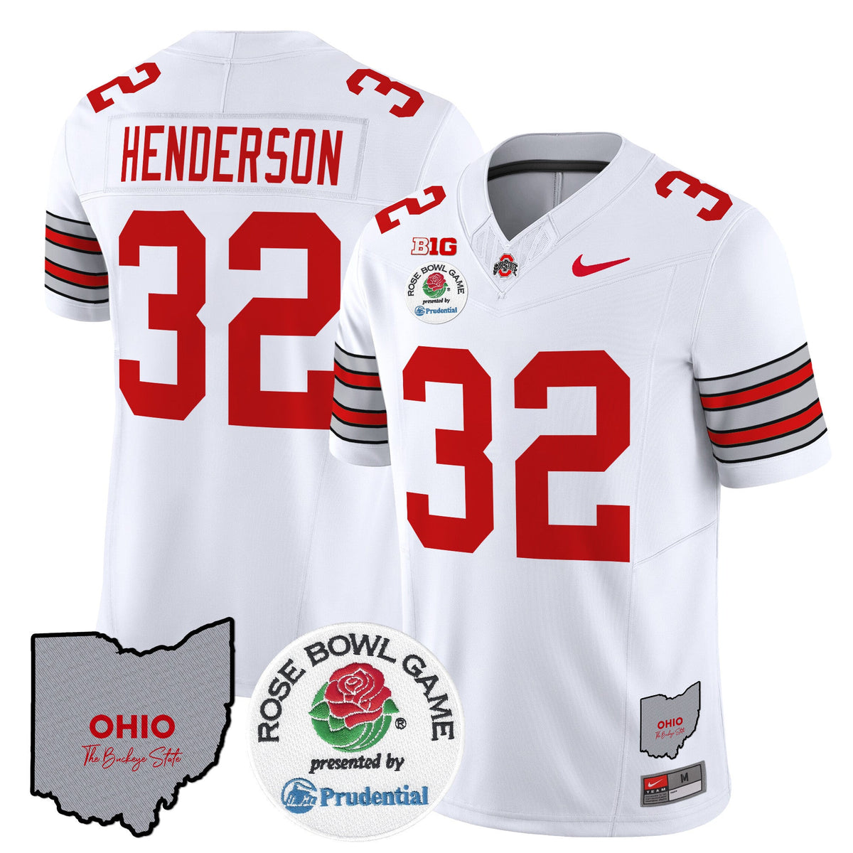 Men's Ohio State Buckeyes 'Heritage Stripe' Rose Bowl Vapor Limited Jersey - All Stitched - image 7
