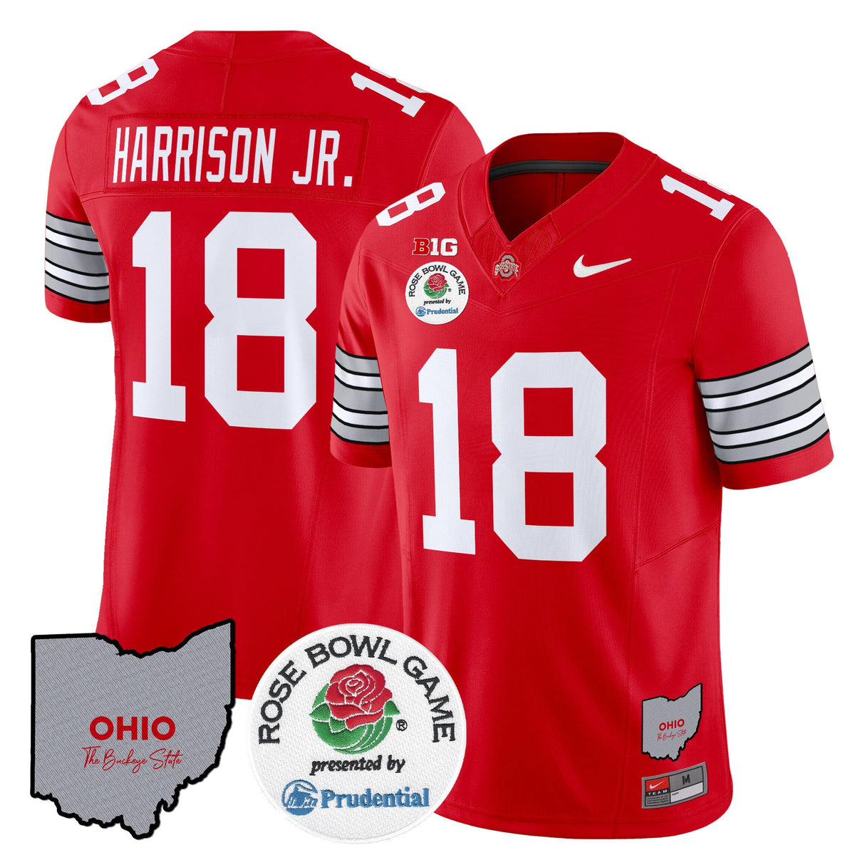 Men's Ohio State Buckeyes 'Heritage Stripe' Rose Bowl Vapor Limited Jersey - All Stitched - image 15