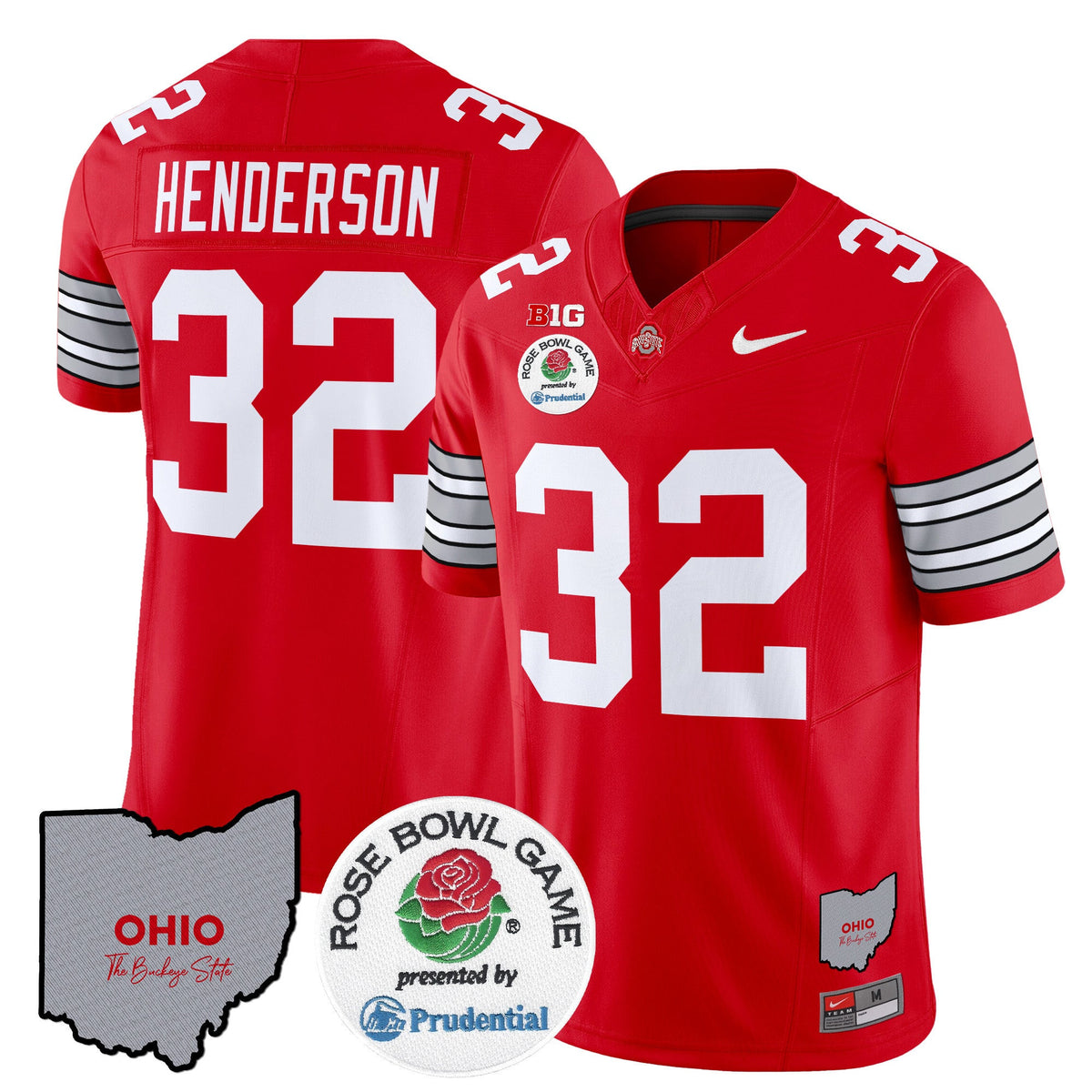 Men's Ohio State Buckeyes 'Heritage Stripe' Rose Bowl Vapor Limited Jersey - All Stitched - image 17