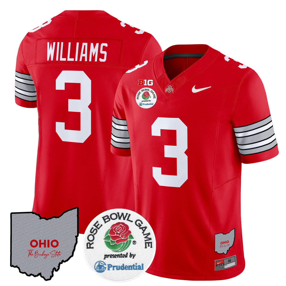 Men's Ohio State Buckeyes 'Heritage Stripe' Rose Bowl Vapor Limited Jersey - All Stitched - image 19
