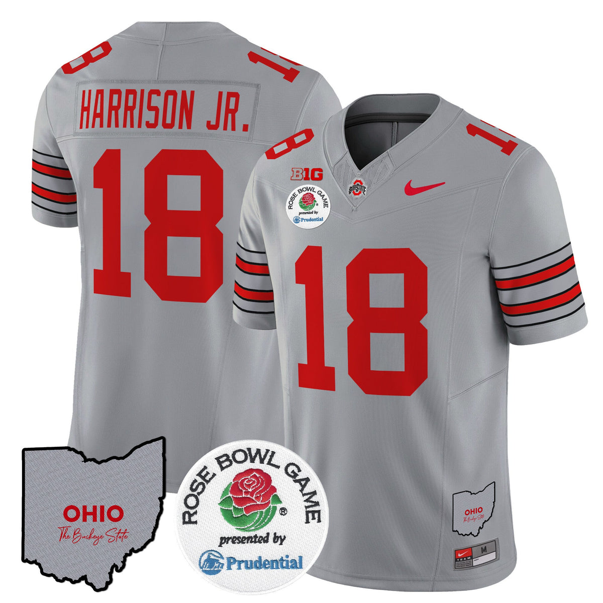 Men's Ohio State Buckeyes 'Heritage Stripe' Rose Bowl Vapor Limited Jersey - All Stitched - image 25