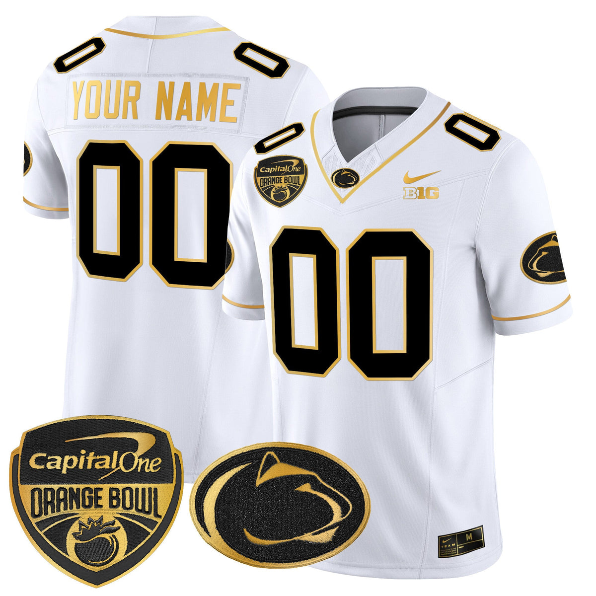 Penn State Nittany Lions Orange Bowl Patch Gold Vapor Limited Custom Jersey V2 - All Stitched - image 2