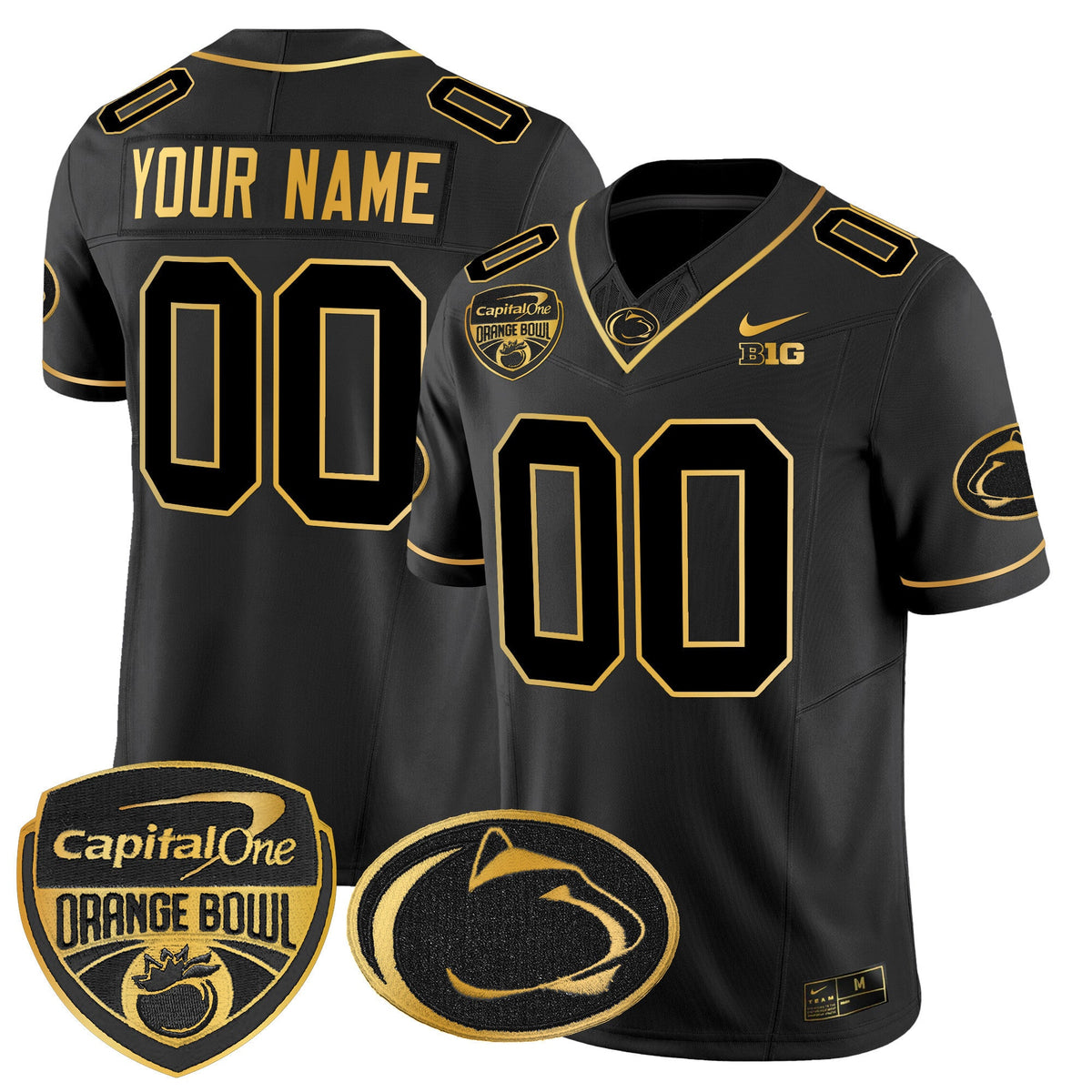 Penn State Nittany Lions Orange Bowl Patch Gold Vapor Limited Custom Jersey V2 - All Stitched - image 3