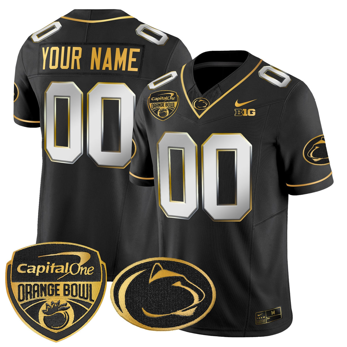 Penn State Nittany Lions Orange Bowl Patch Gold Vapor Limited Custom Jersey V2 - All Stitched - image 4