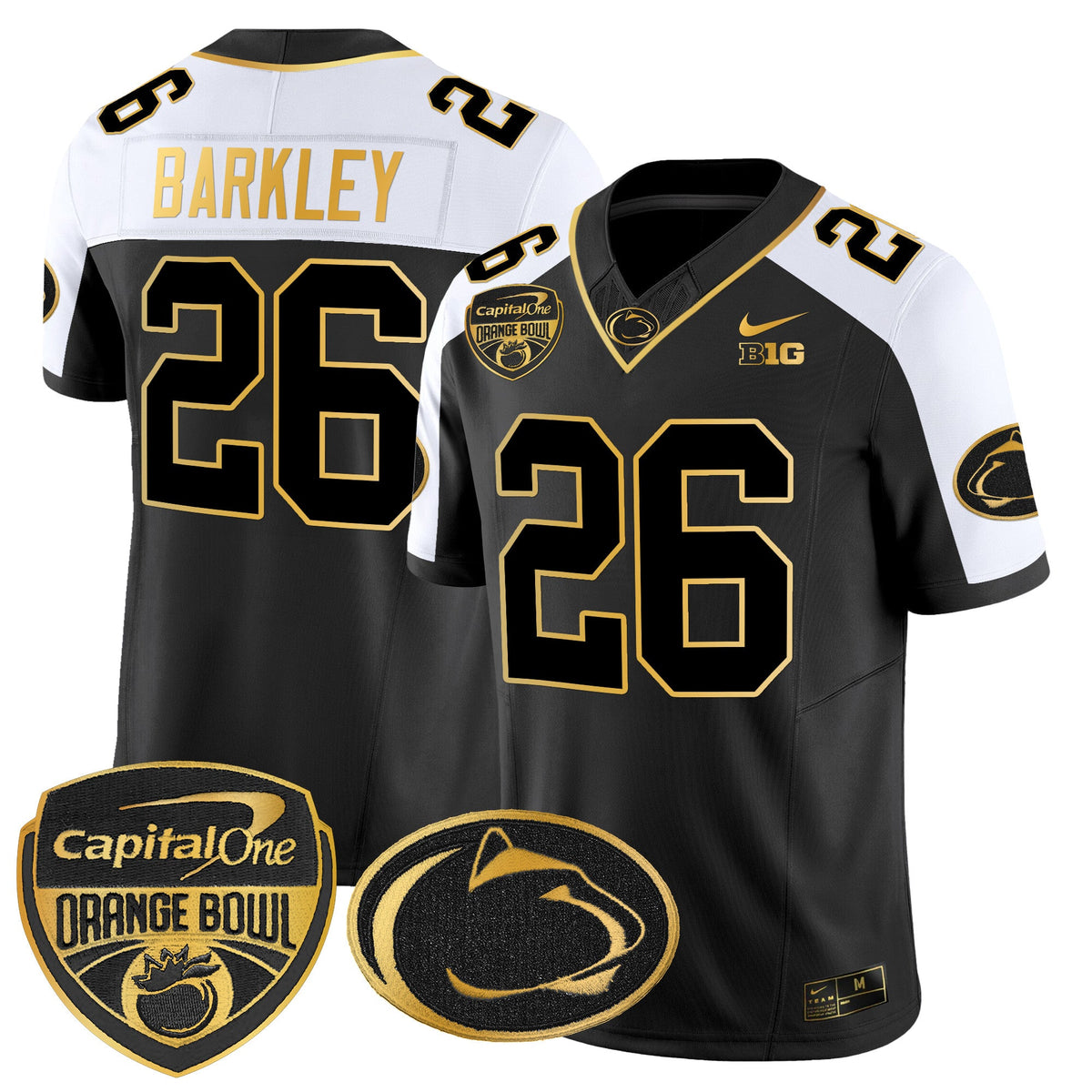 Men's Penn State Nittany Lions Orange Bowl Patch Gold Vapor Limited Jersey V2 - All Stitched - image 5