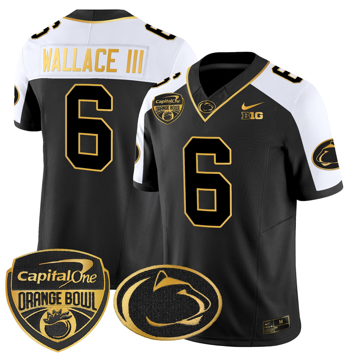 Men's Penn State Nittany Lions Orange Bowl Patch Gold Vapor Limited Jersey V2 - All Stitched - image 6