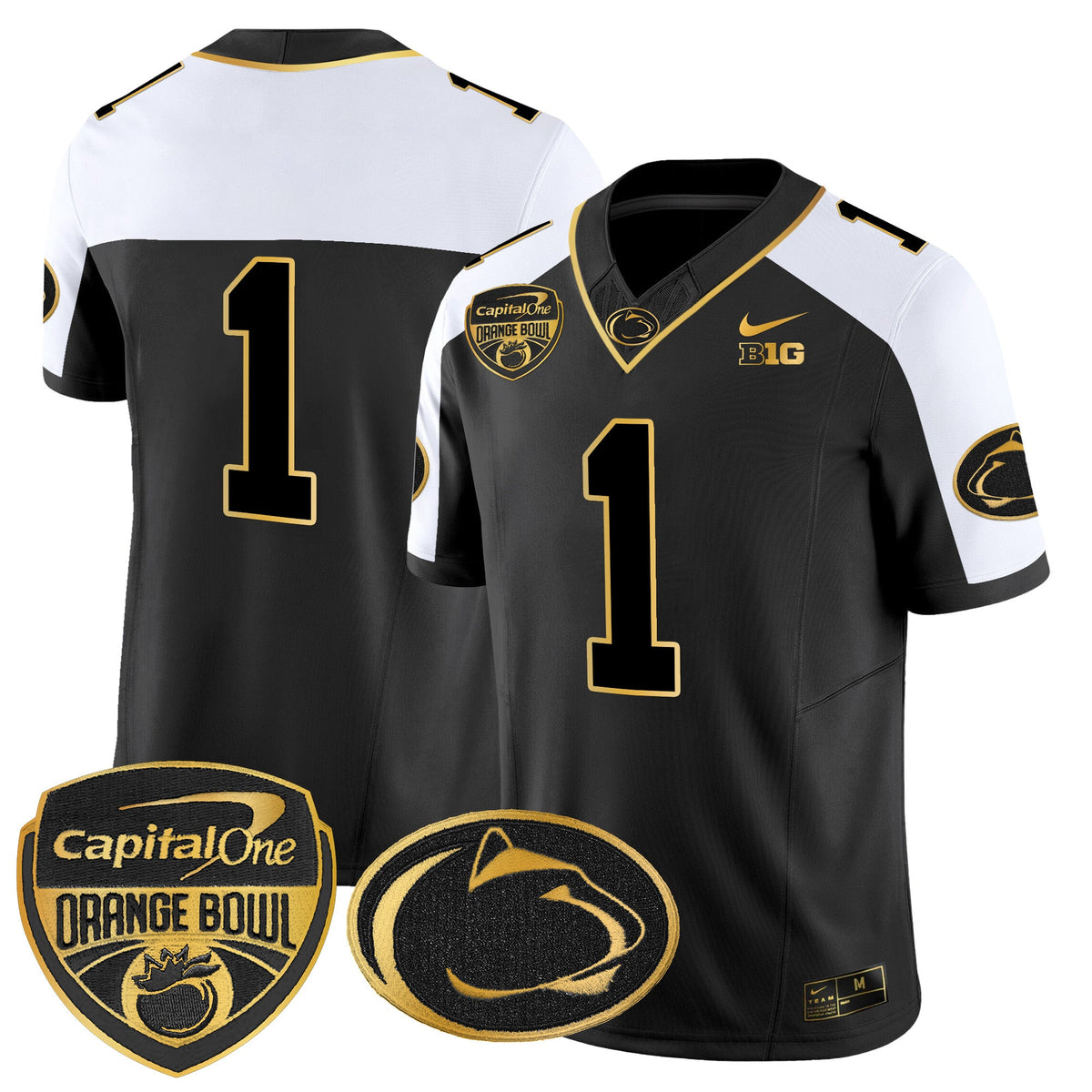 Men's Penn State Nittany Lions Orange Bowl Patch Gold Vapor Limited Jersey V2 - All Stitched - image 9