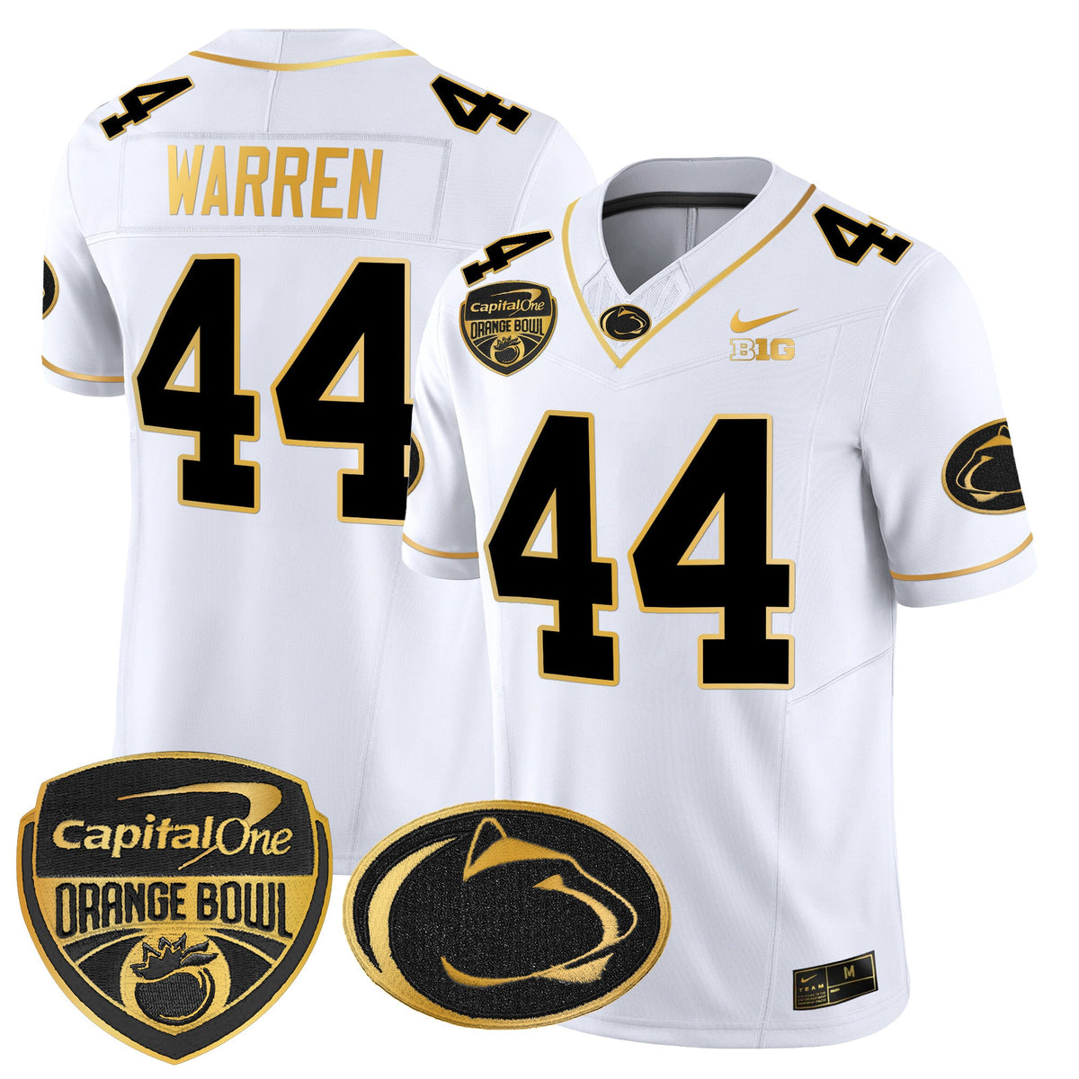 Men's Penn State Nittany Lions Orange Bowl Patch Gold Vapor Limited Jersey V2 - All Stitched - image 12