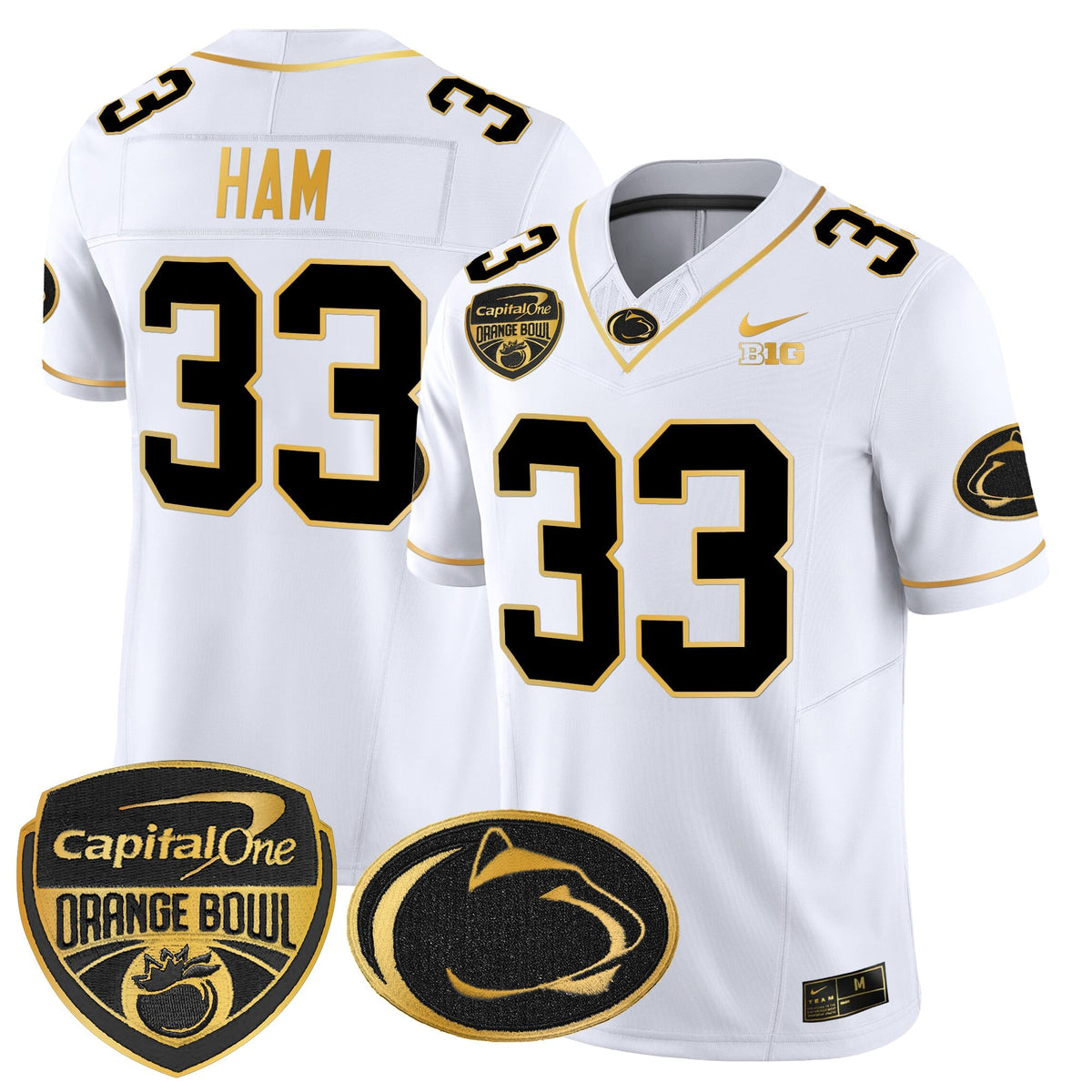 Men's Penn State Nittany Lions Orange Bowl Patch Gold Vapor Limited Jersey V2 - All Stitched - image 13