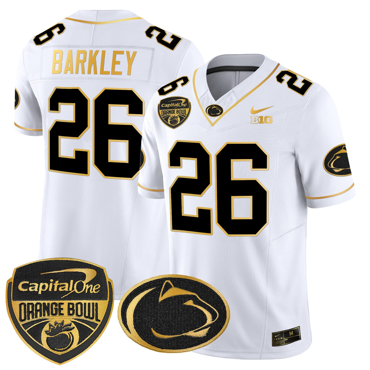 Men's Penn State Nittany Lions Orange Bowl Patch Gold Vapor Limited Jersey V2 - All Stitched - image 14
