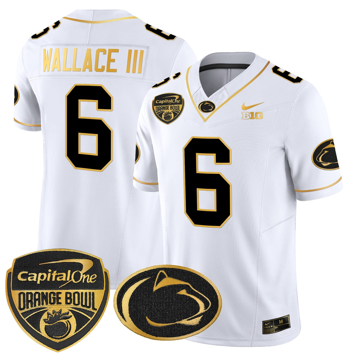 Men's Penn State Nittany Lions Orange Bowl Patch Gold Vapor Limited Jersey V2 - All Stitched - image 15