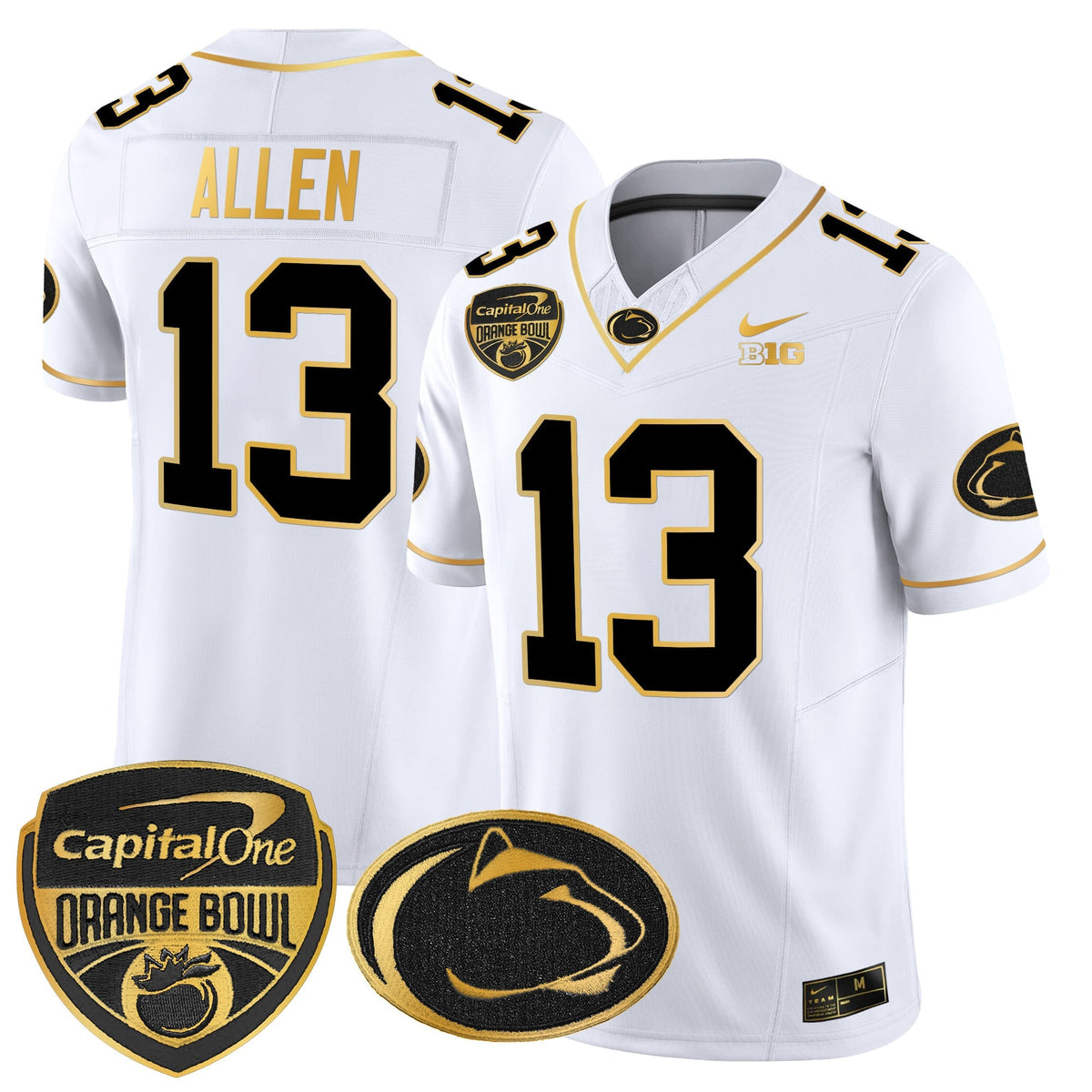 Men's Penn State Nittany Lions Orange Bowl Patch Gold Vapor Limited Jersey V2 - All Stitched - image 16