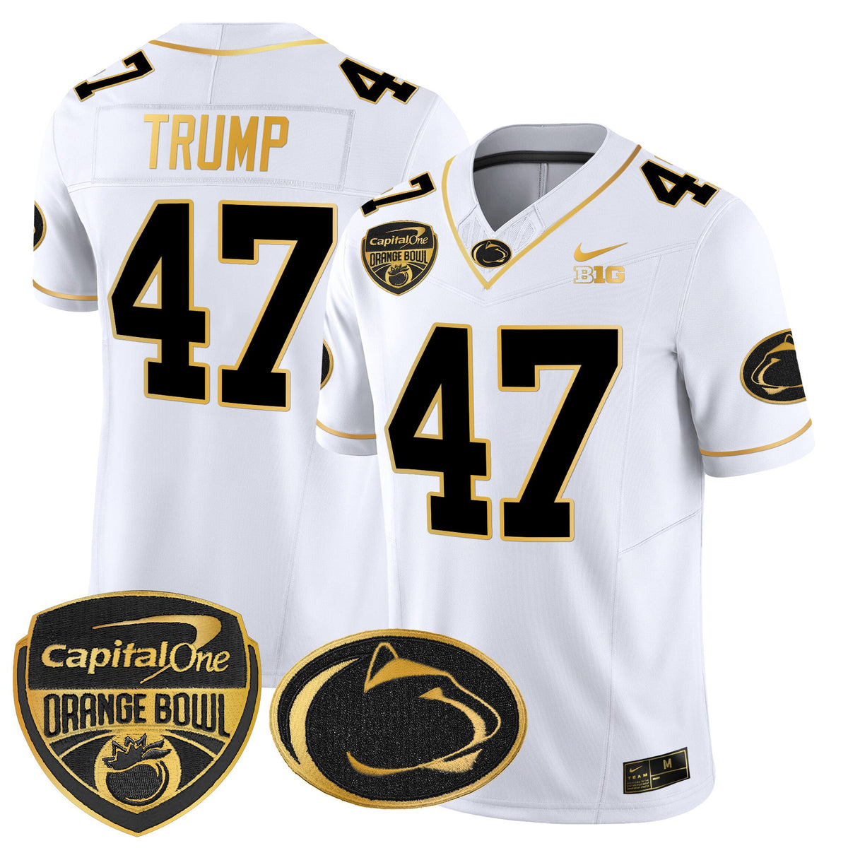 Men's Penn State Nittany Lions Orange Bowl Patch Gold Vapor Limited Jersey V2 - All Stitched - image 17