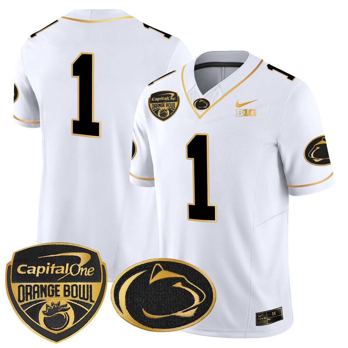 Men's Penn State Nittany Lions Orange Bowl Patch Gold Vapor Limited Jersey V2 - All Stitched - image 18