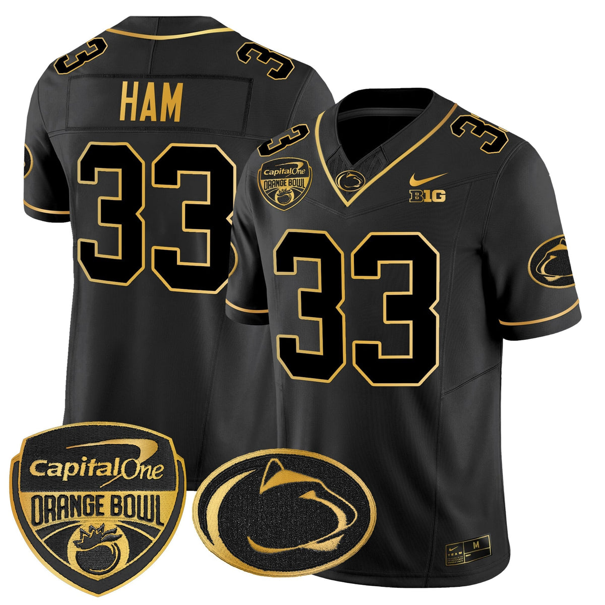 Men's Penn State Nittany Lions Orange Bowl Patch Gold Vapor Limited Jersey V2 - All Stitched - image 22