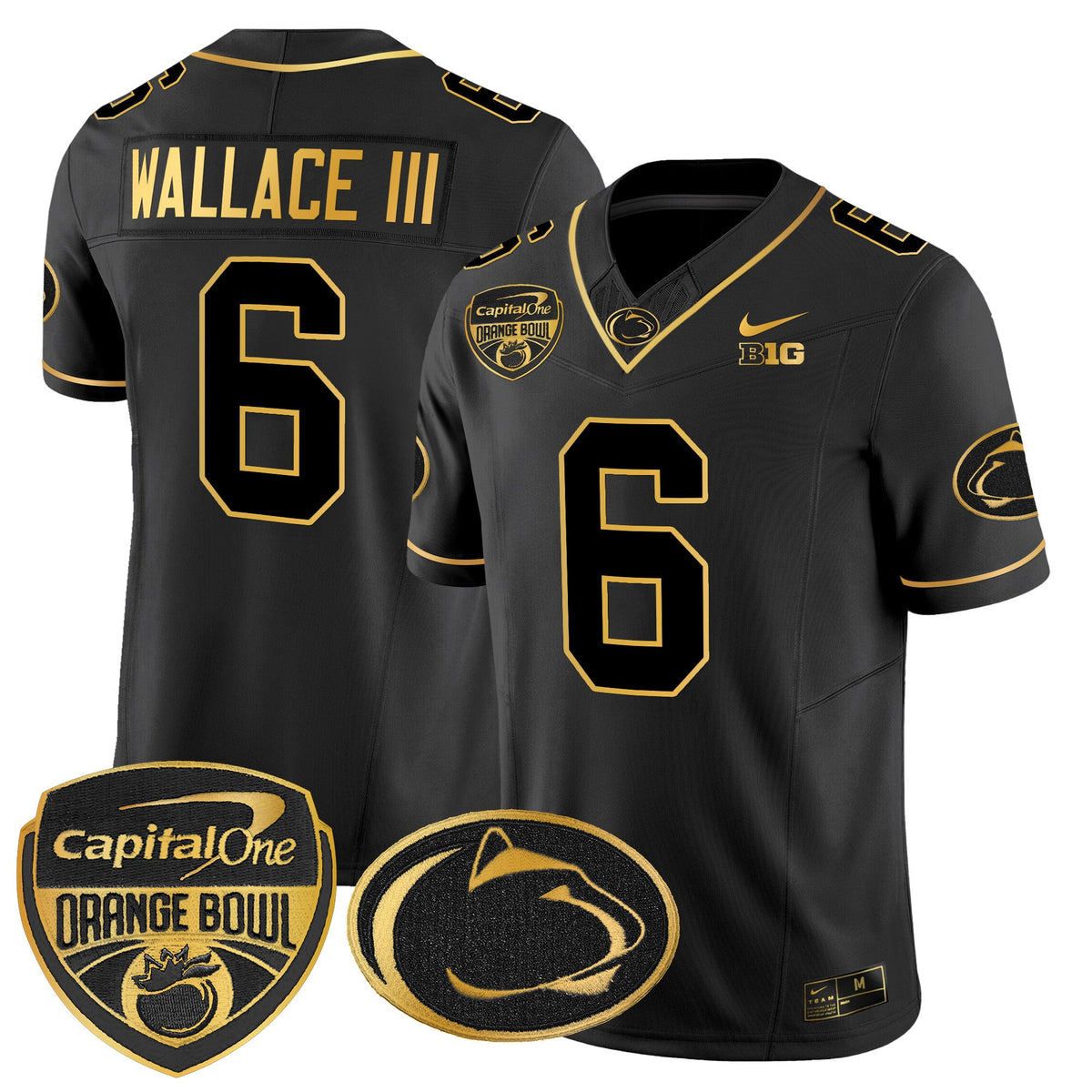 Men's Penn State Nittany Lions Orange Bowl Patch Gold Vapor Limited Jersey V2 - All Stitched - image 24