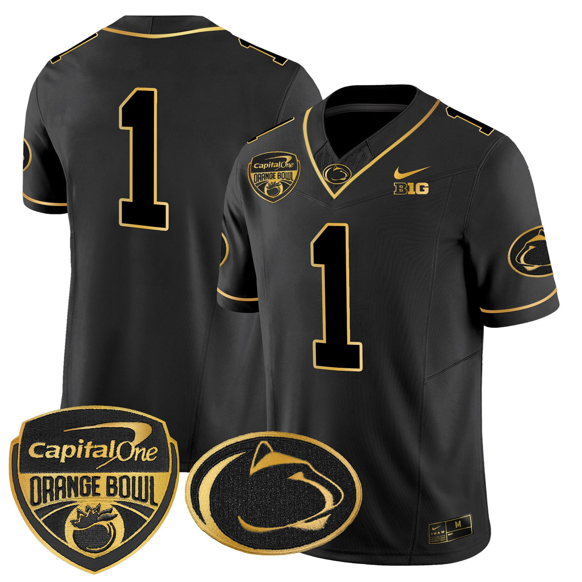 Men's Penn State Nittany Lions Orange Bowl Patch Gold Vapor Limited Jersey V2 - All Stitched - image 27