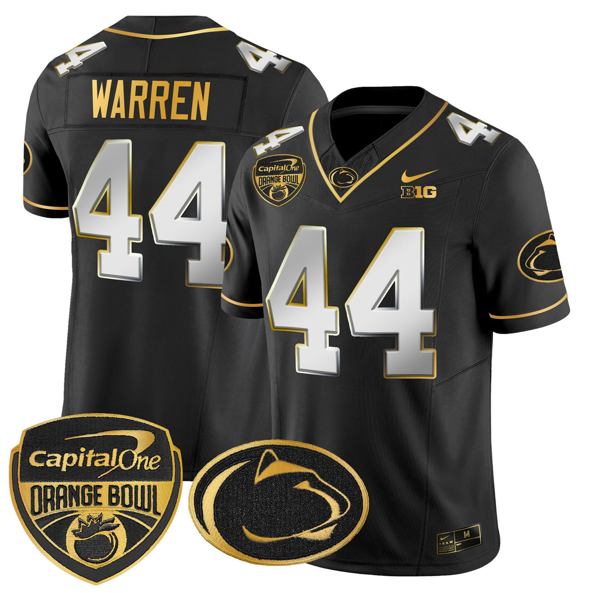 Men's Penn State Nittany Lions Orange Bowl Patch Gold Vapor Limited Jersey V2 - All Stitched - image 30