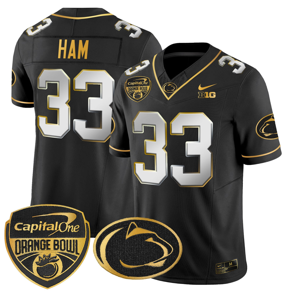 Men's Penn State Nittany Lions Orange Bowl Patch Gold Vapor Limited Jersey V2 - All Stitched - image 31