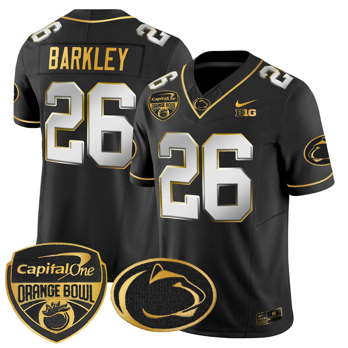 Men's Penn State Nittany Lions Orange Bowl Patch Gold Vapor Limited Jersey V2 - All Stitched - image 32