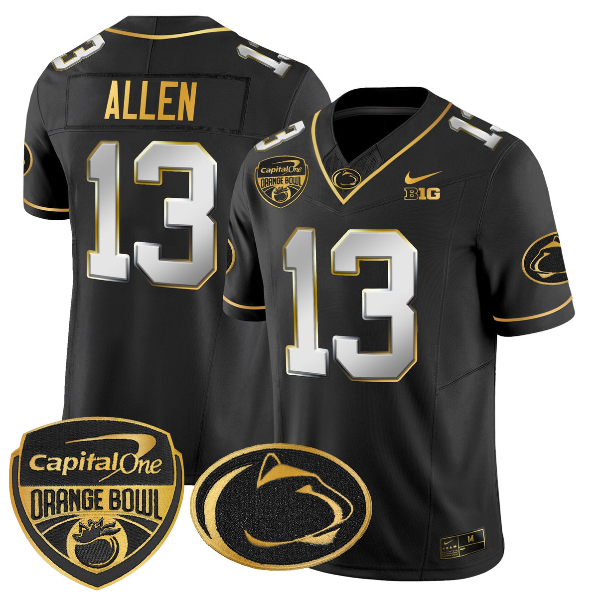 Men's Penn State Nittany Lions Orange Bowl Patch Gold Vapor Limited Jersey V2 - All Stitched - image 34