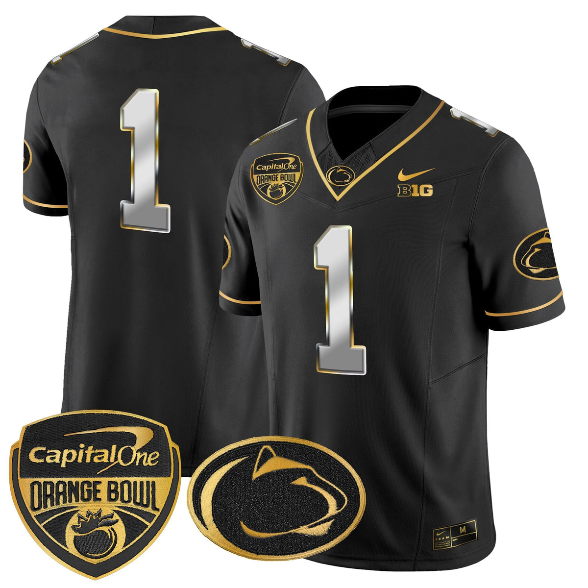 Men's Penn State Nittany Lions Orange Bowl Patch Gold Vapor Limited Jersey V2 - All Stitched - image 36