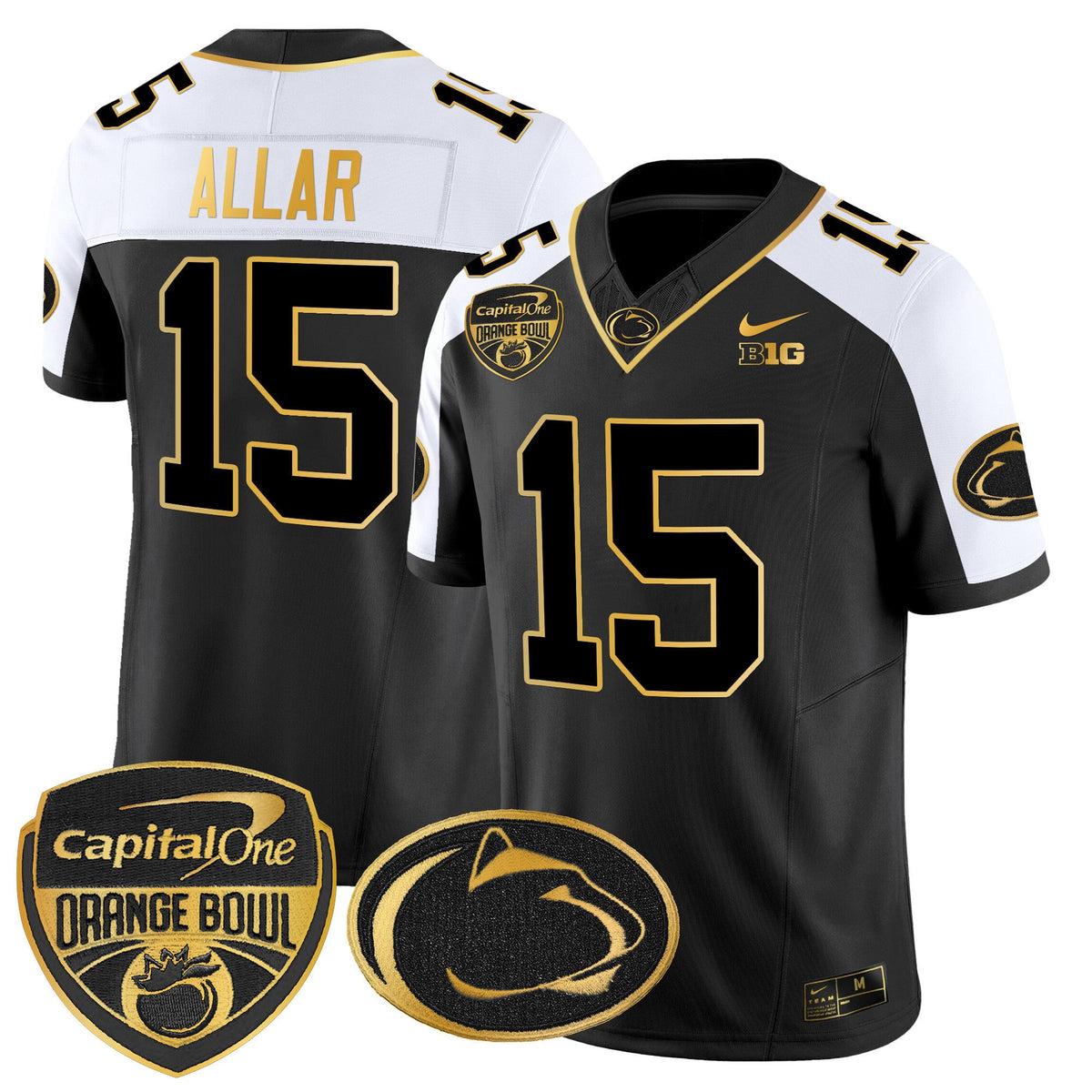 Men's Penn State Nittany Lions Orange Bowl Patch Gold Vapor Limited Jersey V2 - All Stitched - image 1