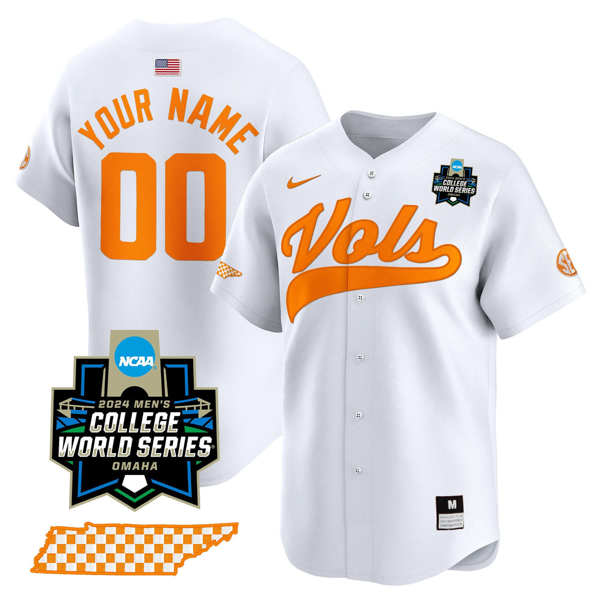 Tennessee Volunteers 2024 College World Series Vapor Premier Limited Custom Jersey V2 - All Stitched - image 3
