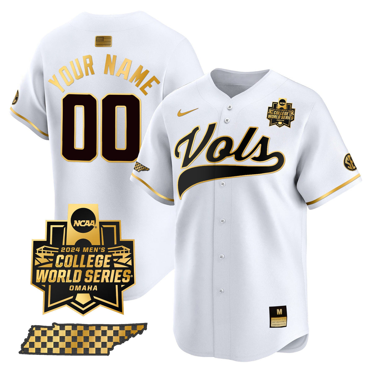 Tennessee Volunteers 2024 College World Series Vapor Premier Limited Custom Jersey V2 - All Stitched - image 6