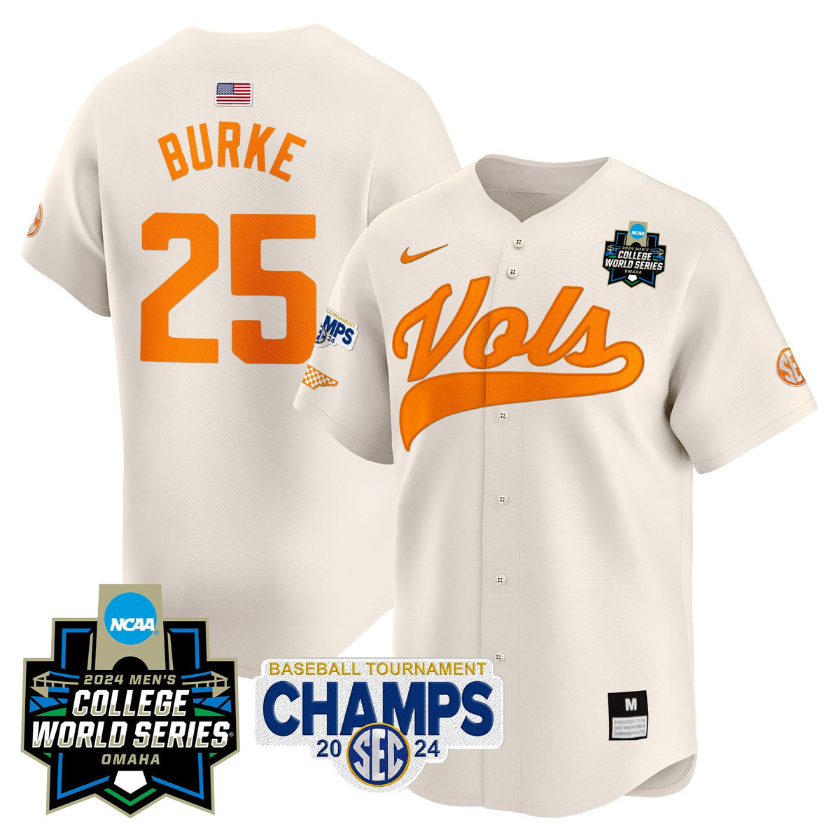 Men's Tennessee Volunteers 2024 Tournament Champs & World Series Vapor Premier Limited Jersey - All Stitched - image 45
