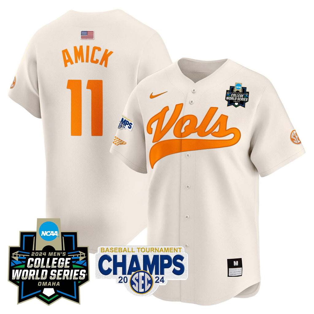 Men's Tennessee Volunteers 2024 Tournament Champs & World Series Vapor Premier Limited Jersey - All Stitched - image 47