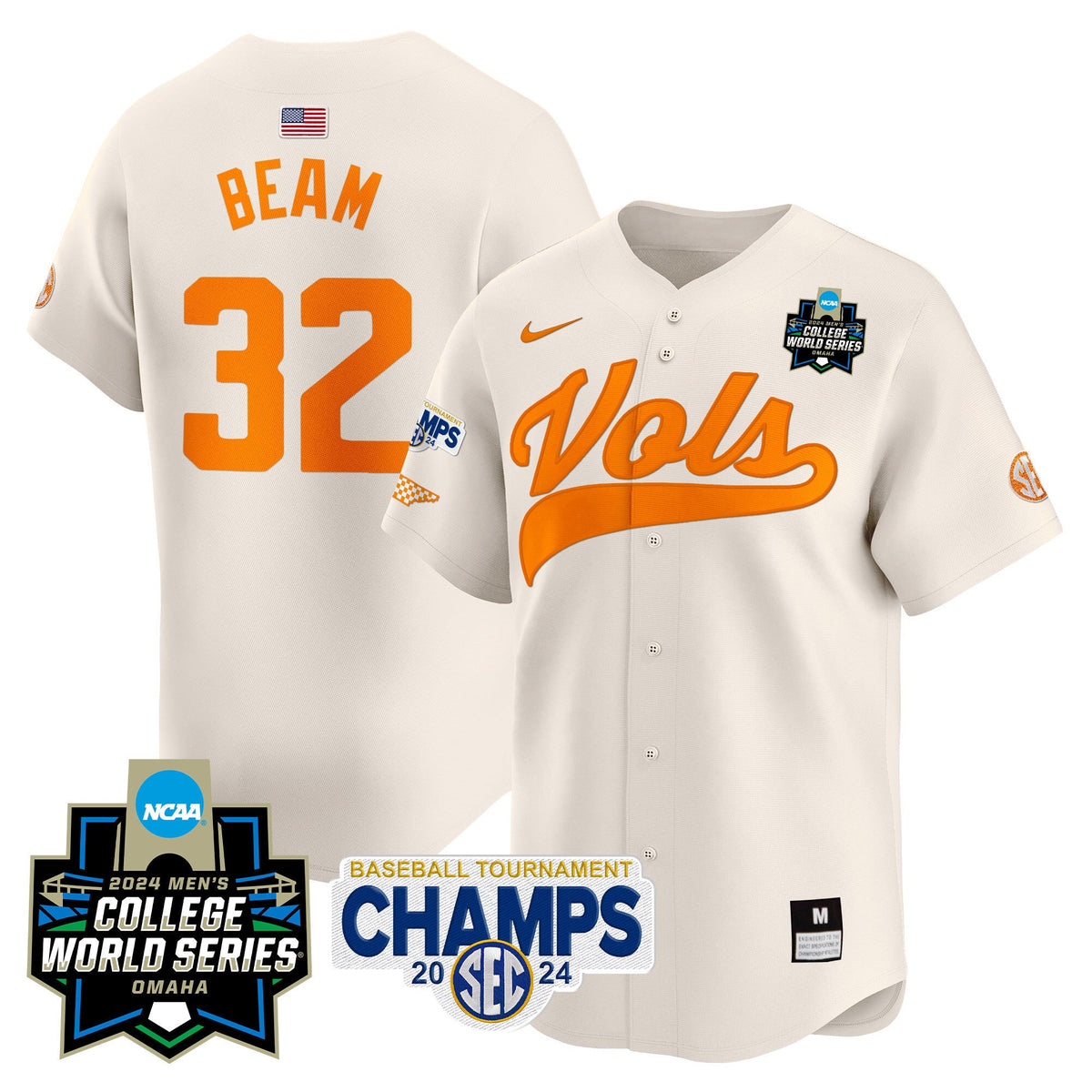 Men's Tennessee Volunteers 2024 Tournament Champs & World Series Vapor Premier Limited Jersey - All Stitched - image 48