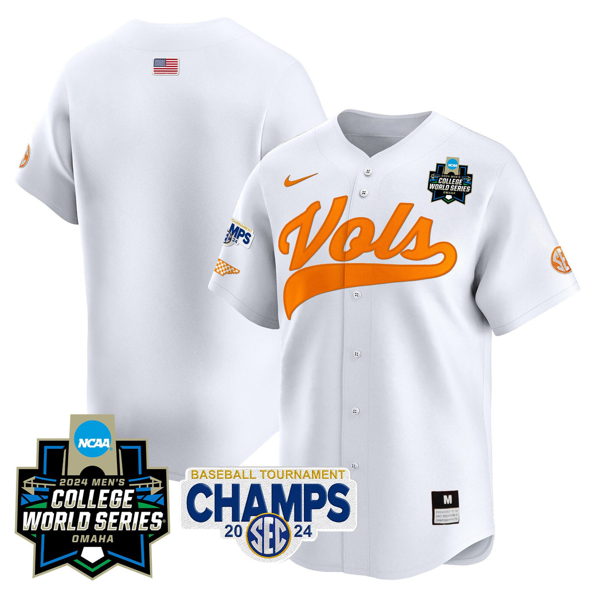 Men's Tennessee Volunteers 2024 Tournament Champs & World Series Vapor Premier Limited Jersey - All Stitched - image 14