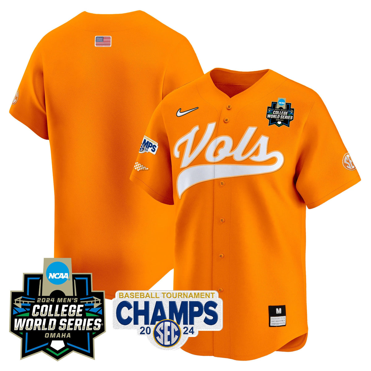 Men's Tennessee Volunteers 2024 Tournament Champs & World Series Vapor Premier Limited Jersey - All Stitched - image 21