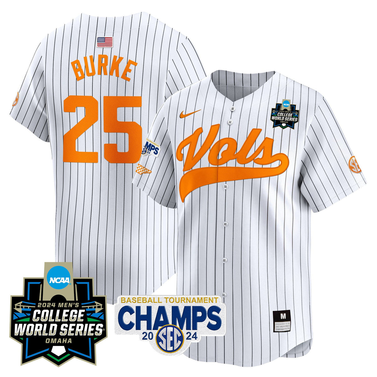 Men's Tennessee Volunteers 2024 Tournament Champs & World Series Vapor Premier Limited Jersey - All Stitched - image 24
