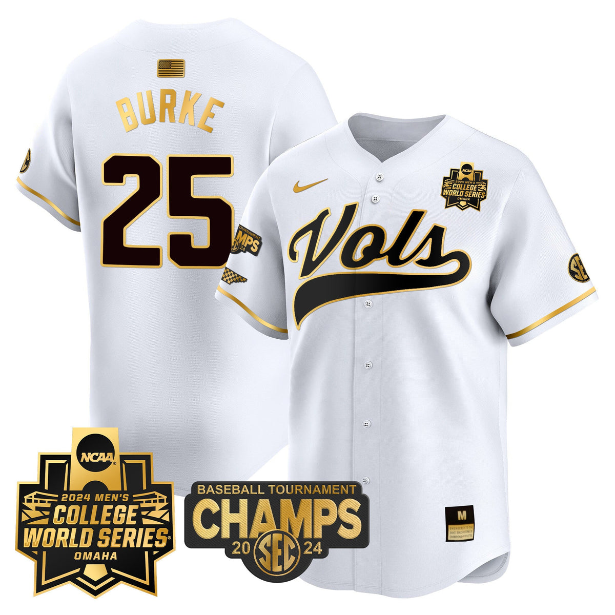 Men's Tennessee Volunteers 2024 Tournament Champs & World Series Vapor Premier Limited Jersey - All Stitched - image 31