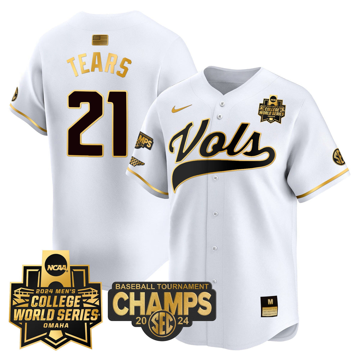 Men's Tennessee Volunteers 2024 Tournament Champs & World Series Vapor Premier Limited Jersey - All Stitched - image 32
