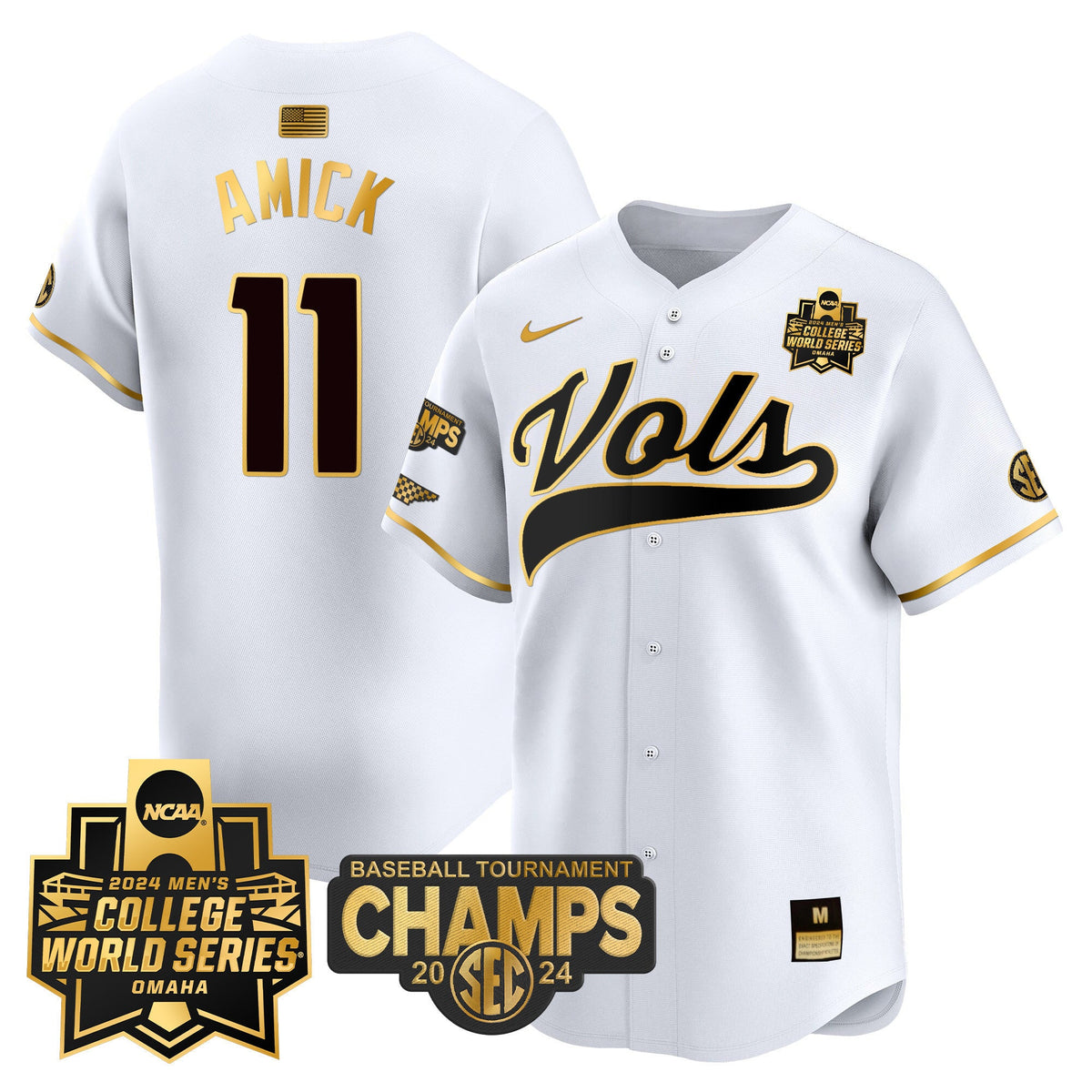 Men's Tennessee Volunteers 2024 Tournament Champs & World Series Vapor Premier Limited Jersey - All Stitched - image 33