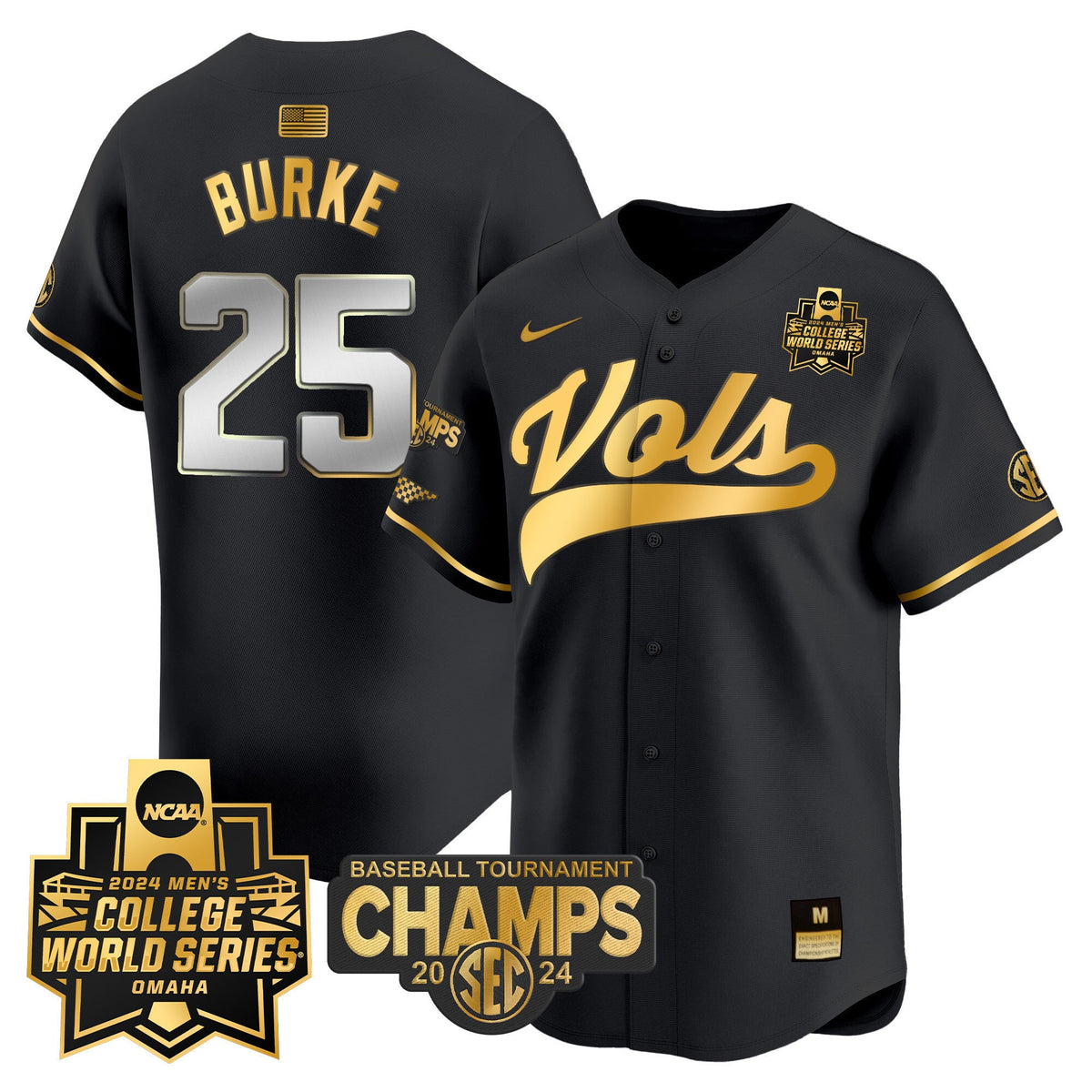 Men's Tennessee Volunteers 2024 Tournament Champs & World Series Vapor Premier Limited Jersey - All Stitched - image 38