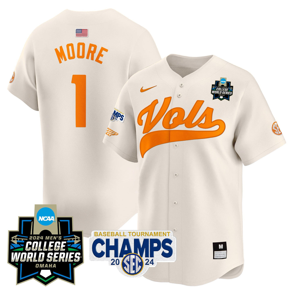 Men's Tennessee Volunteers 2024 Tournament Champs & World Series Vapor Premier Limited Jersey - All Stitched - image 43