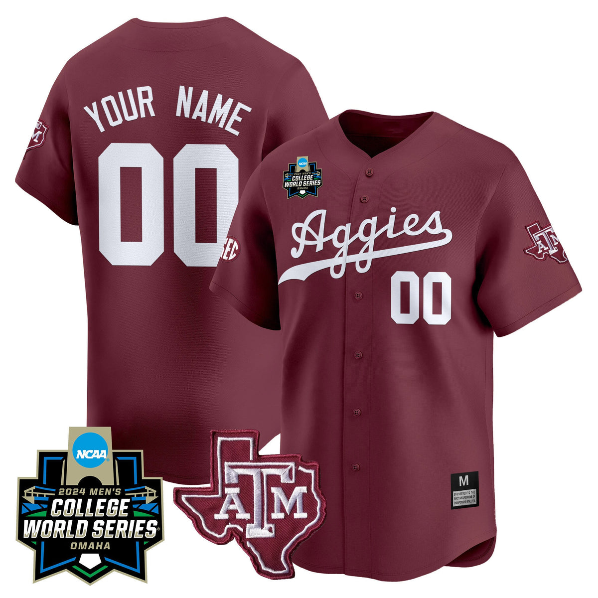 Texas A&M Aggies 2024 College World Series Vapor Premier Limited Custom Jersey - All Stitched - image 1