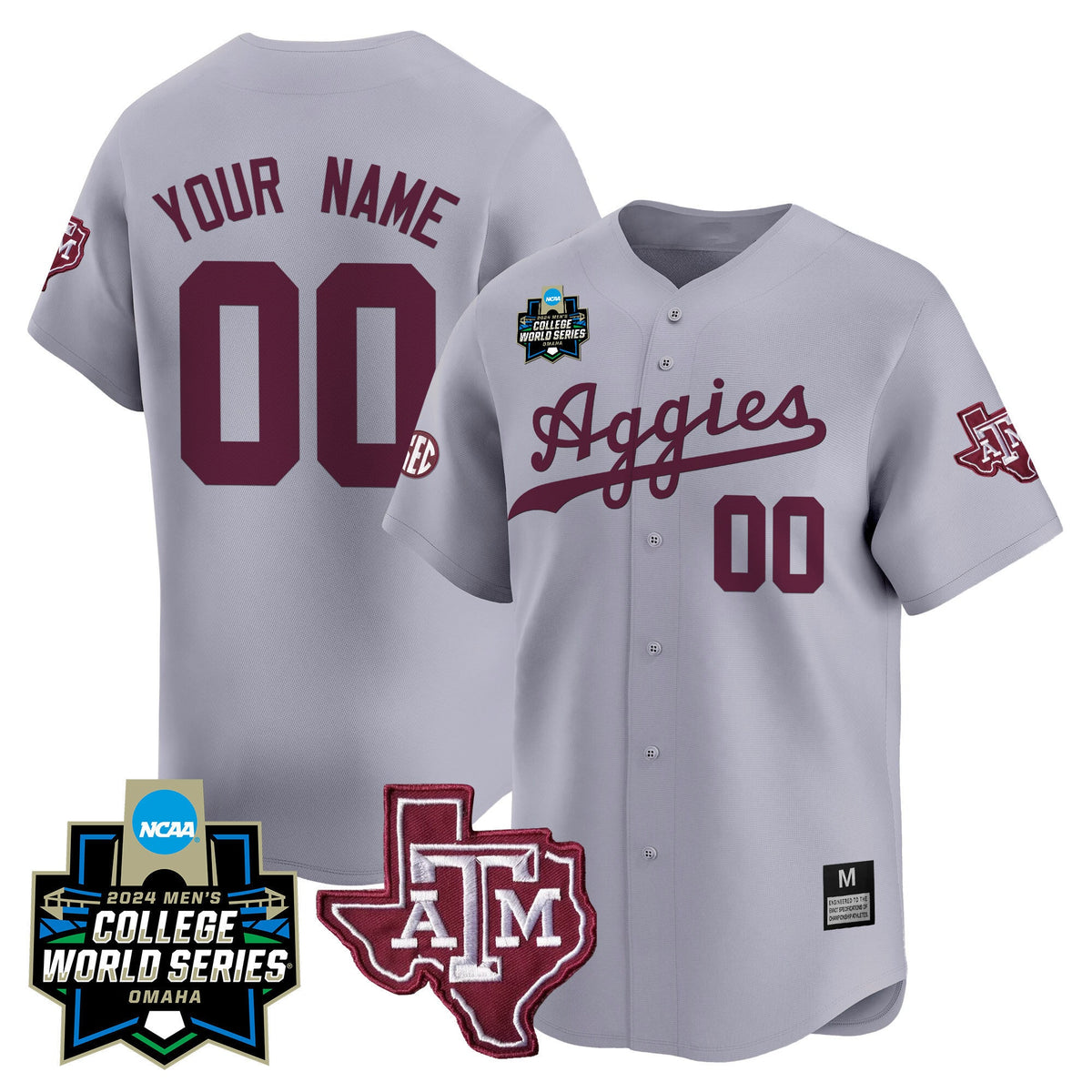 Texas A&M Aggies 2024 College World Series Vapor Premier Limited Custom Jersey - All Stitched - image 2