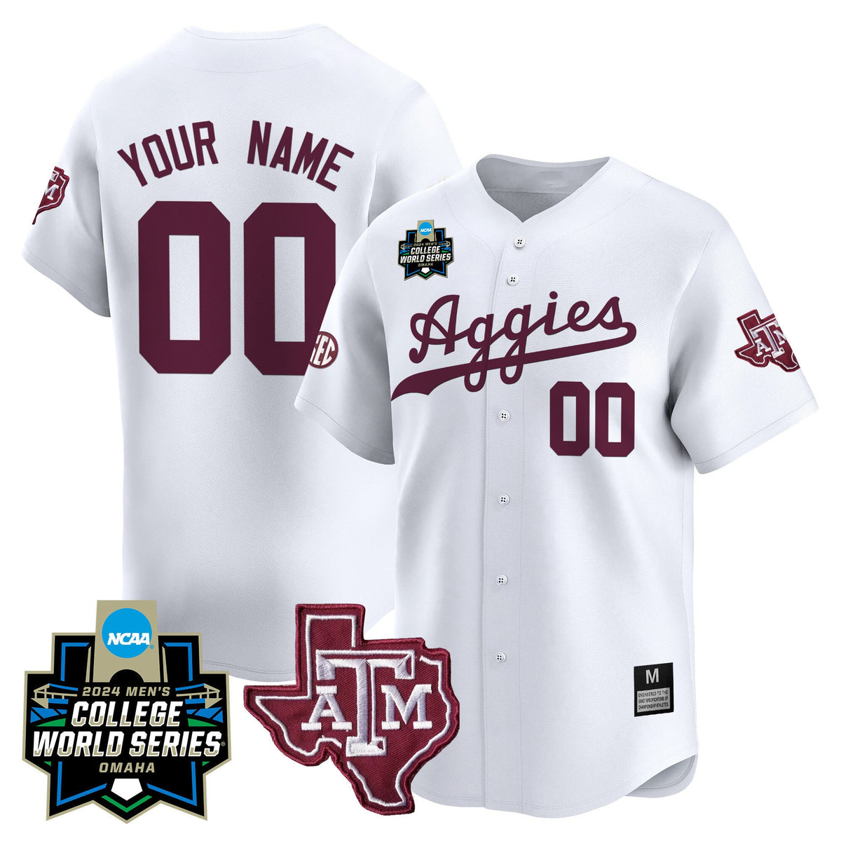 Texas A&M Aggies 2024 College World Series Vapor Premier Limited Custom Jersey - All Stitched - image 3