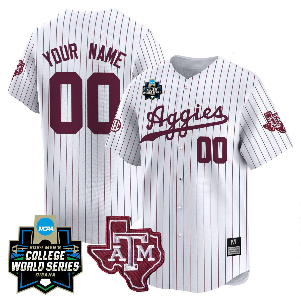Texas A&M Aggies 2024 College World Series Vapor Premier Limited Custom Jersey - All Stitched - image 4